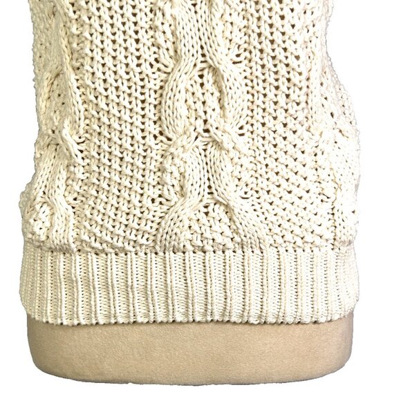 Vintage Russ Ivory Short Cap Sleeve Chunky Cable Knit Sweater Vest PM USA - Picture 3 of 9